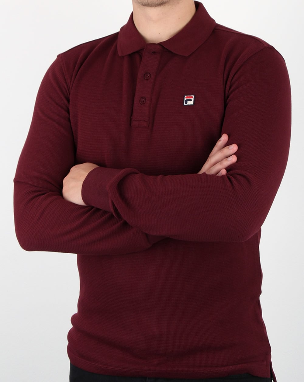 Fila Vintage Langarm-Poloshirt Rum Raisin