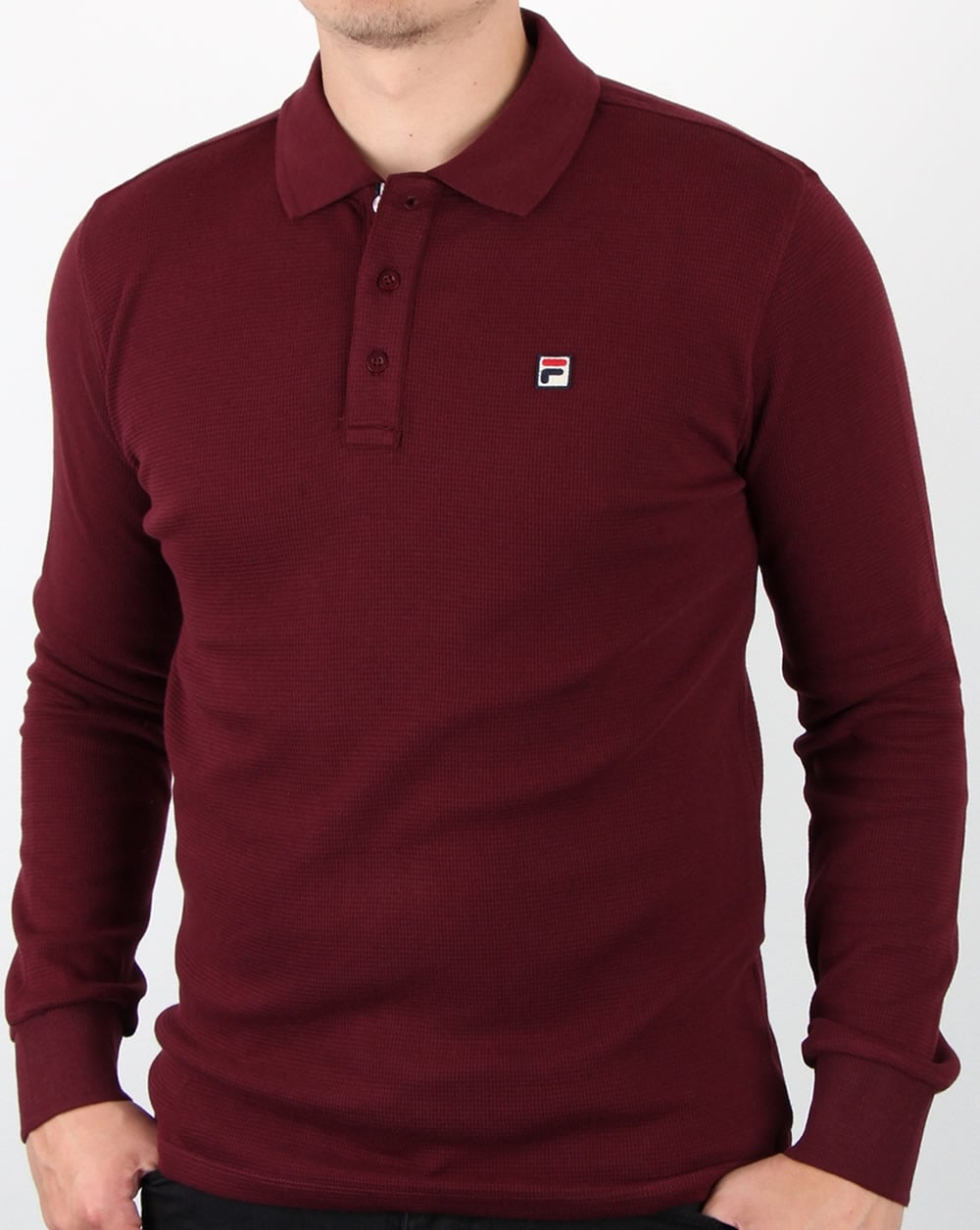 Fila Vintage Langarm-Poloshirt Rum Raisin