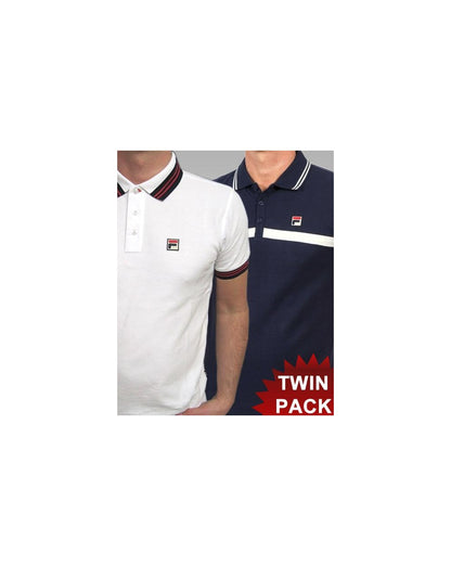 Fila Vintage Match &amp; Castello Poloshirt Doppelpack Weiß/Marineblau