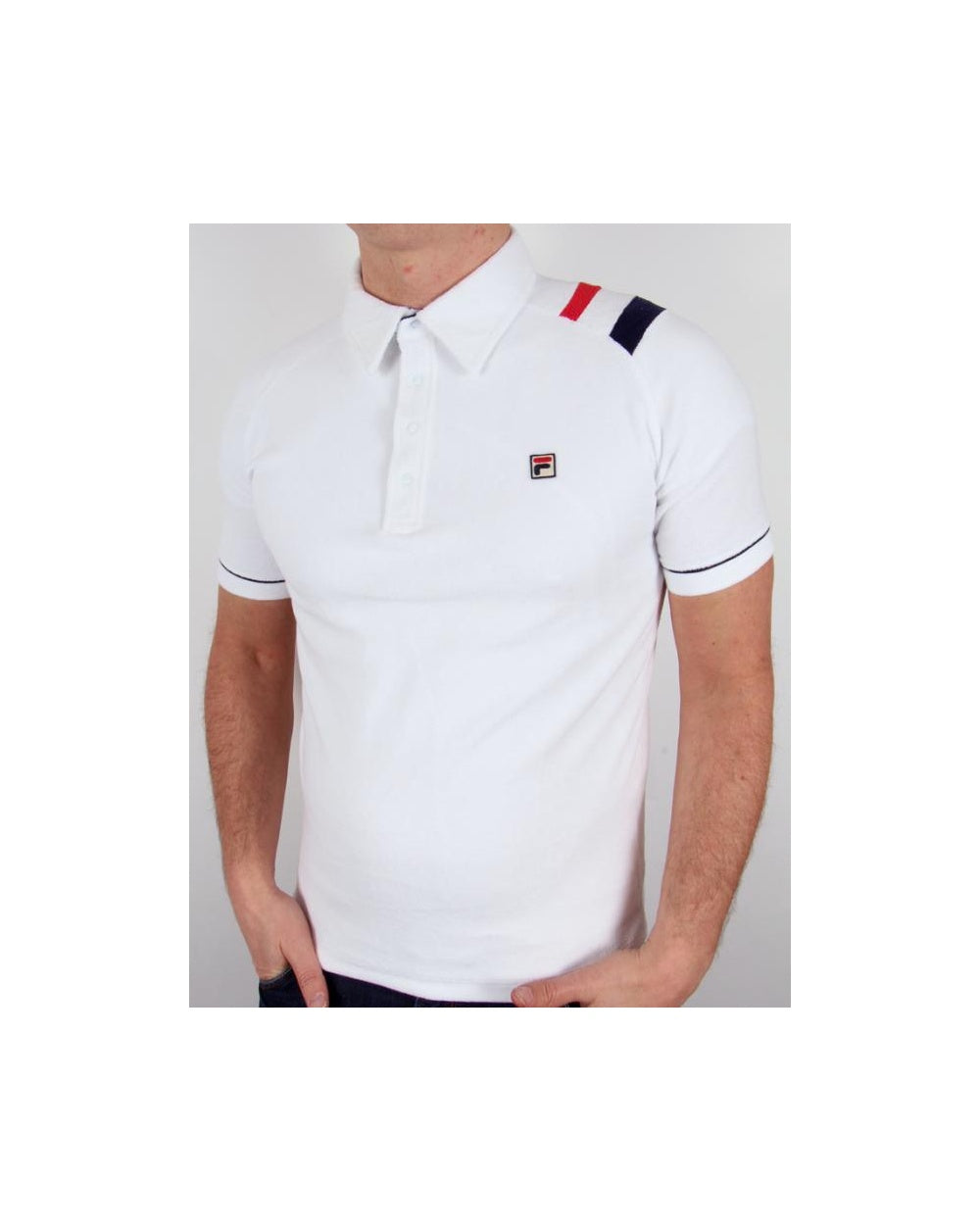 Fila Vintage Mk2 Salice Poloshirt Weiß/Marineblau/Rot