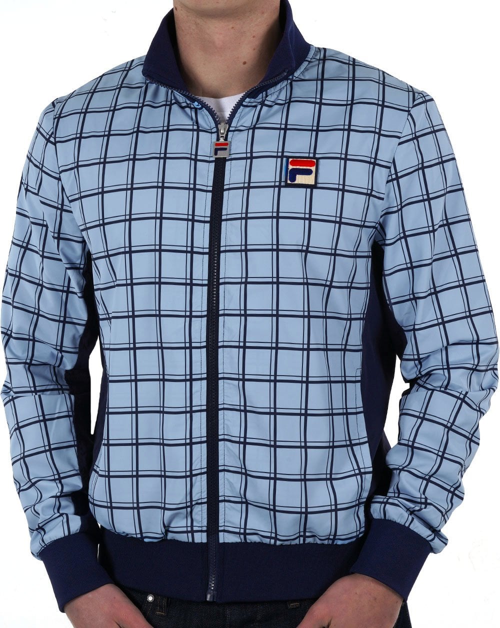 Fila Vintage Morgan Windowpane Track Top Sky Blue/Navy