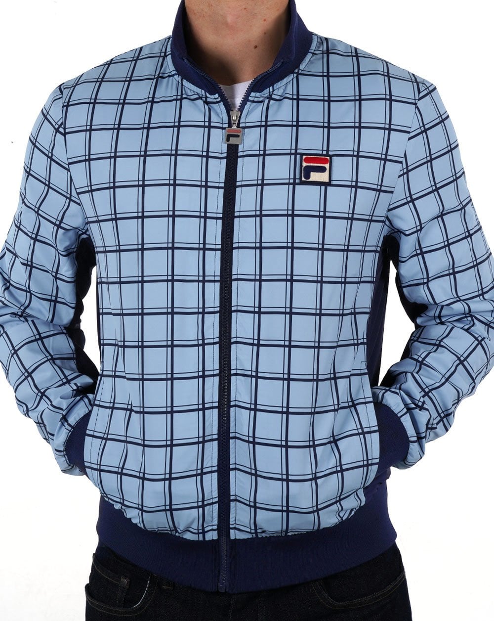 Fila Vintage Morgan Windowpane Trainingsjacke Himmelblau/Marineblau