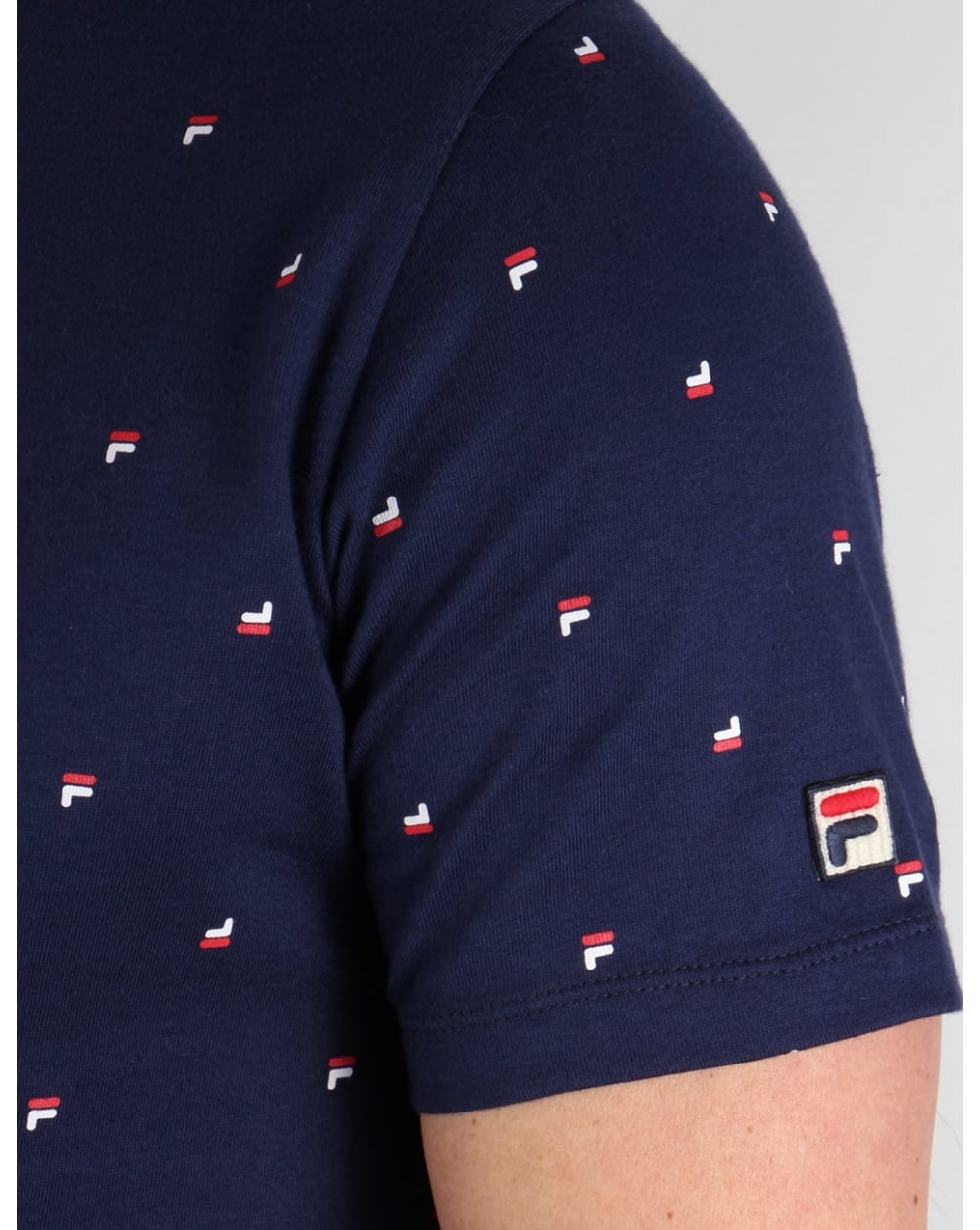 Fila Vintage T-Shirt mit mehreren Logos in Marineblau