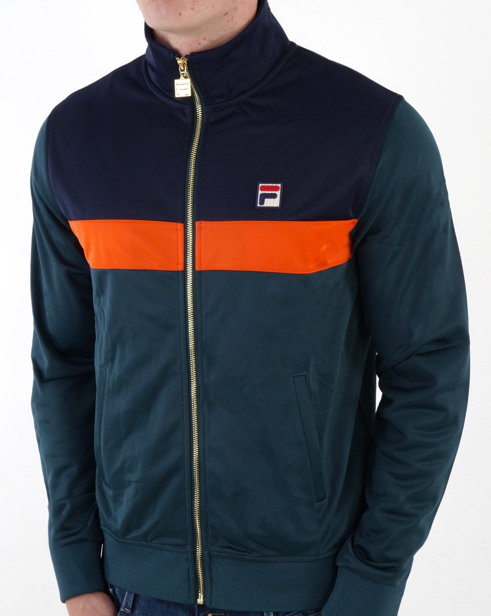Fila Vintage Nash Trainingsjacke Dunkelblaugrün/Marineblau/Orange