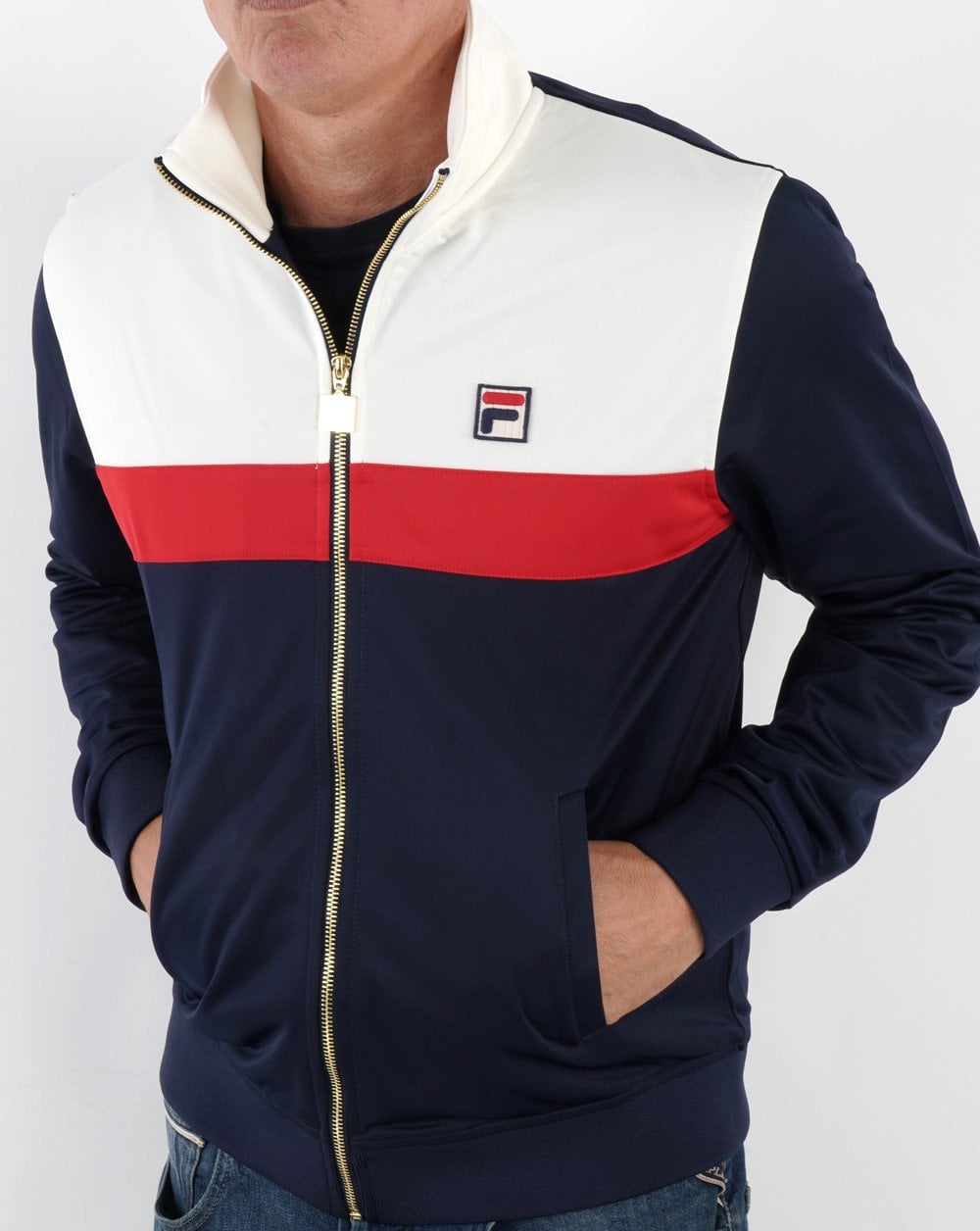Fila Vintage Nash Trainingsjacke Marineblau/Off-White/Rot