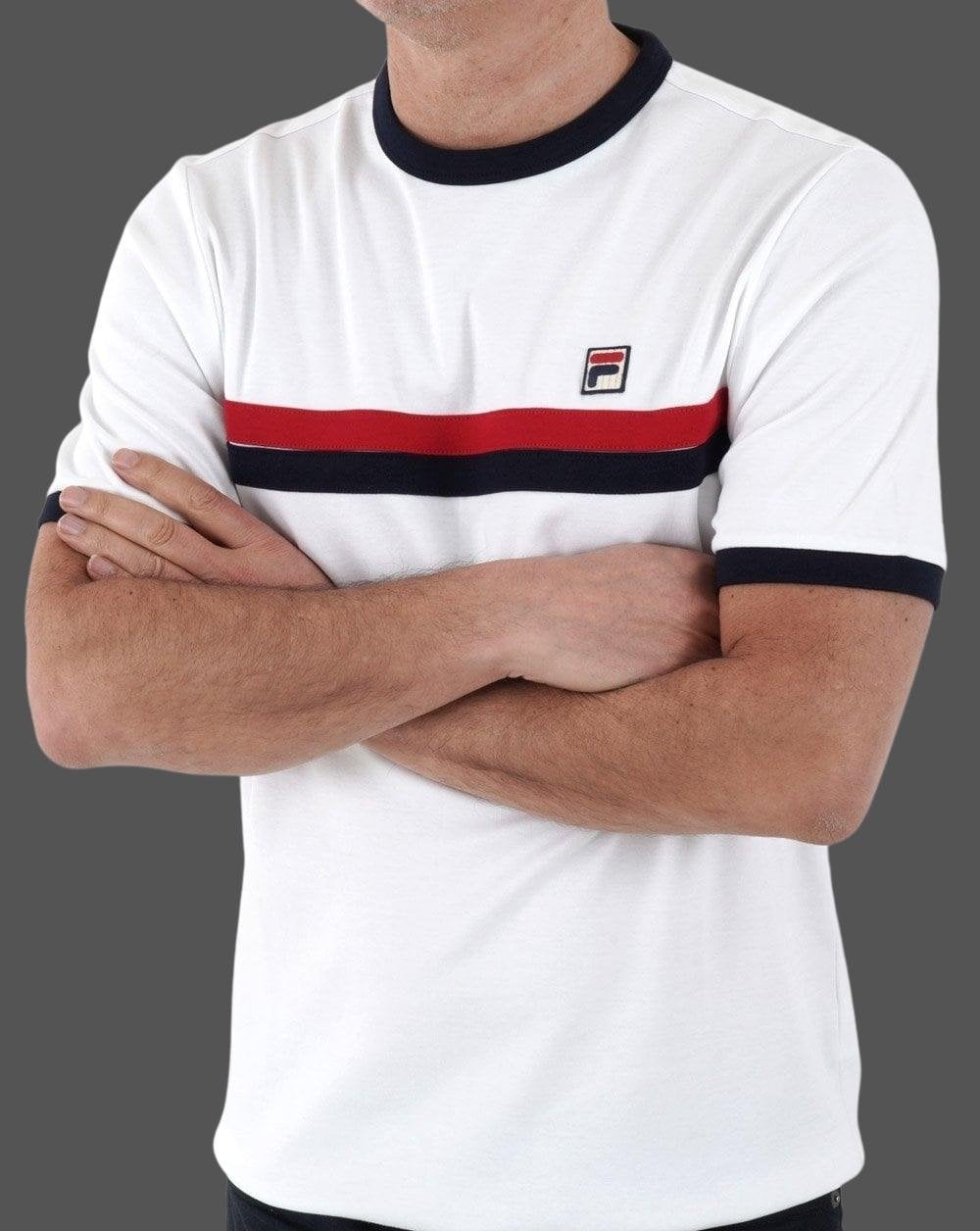 Fila Vintage Old Skool T Shirt White - Navy/red