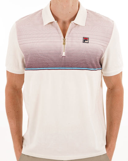 Fila Vintage Paco Velours-Polo mit Reißverschluss Gardenia