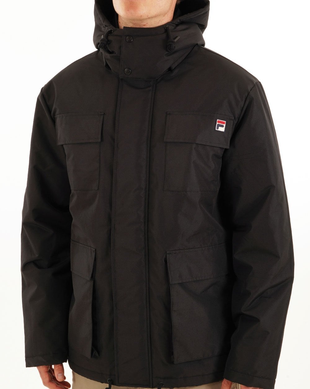 Fila Vintage Steppjacke mit 4 Taschen, Schwarz