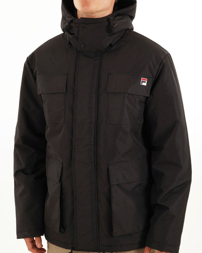 Fila Vintage Steppjacke mit 4 Taschen, Schwarz