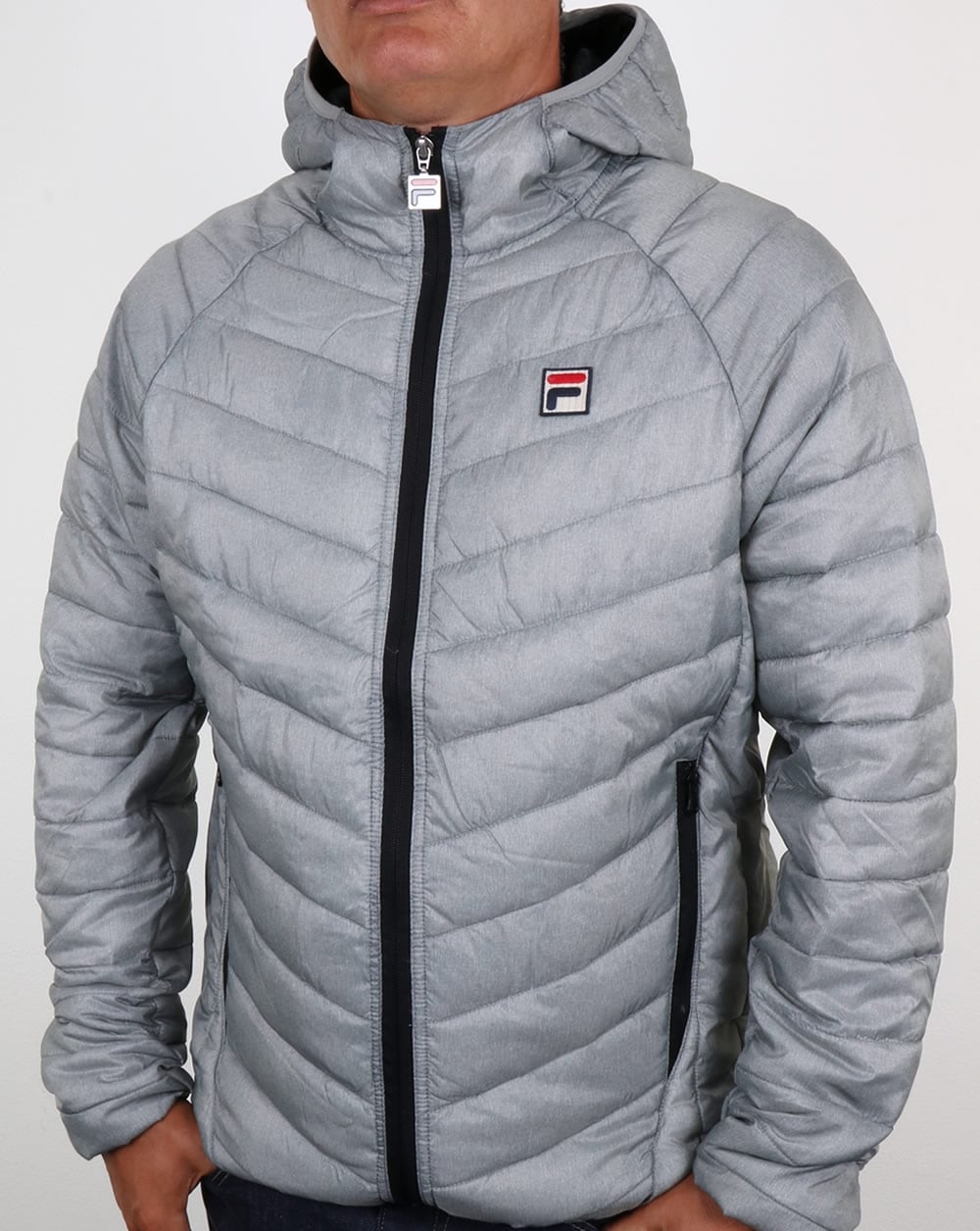 Fila Vintage Wattierte Pufferjacke Grau