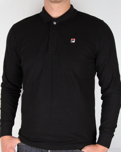 Fila Vintage Padola Langarm-Poloshirt Schwarz