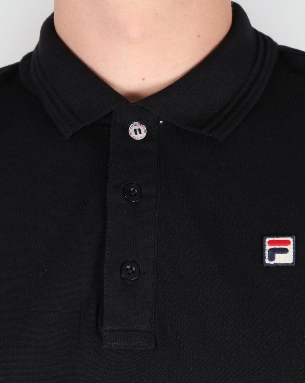 Fila Vintage Padola Langarm-Poloshirt Schwarz