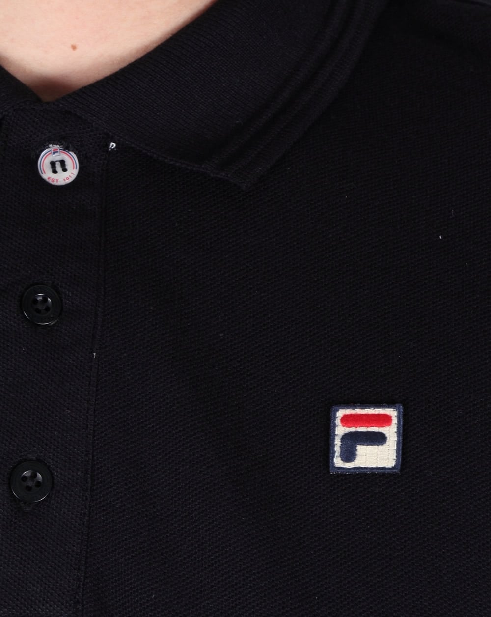 Fila Vintage Padola Langarm-Poloshirt Schwarz
