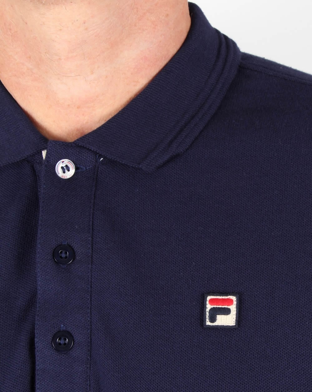 Fila Vintage Padola Langarm-Poloshirt, Marineblau