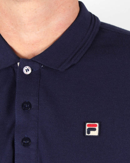Fila Vintage Padola Langarm-Poloshirt, Marineblau