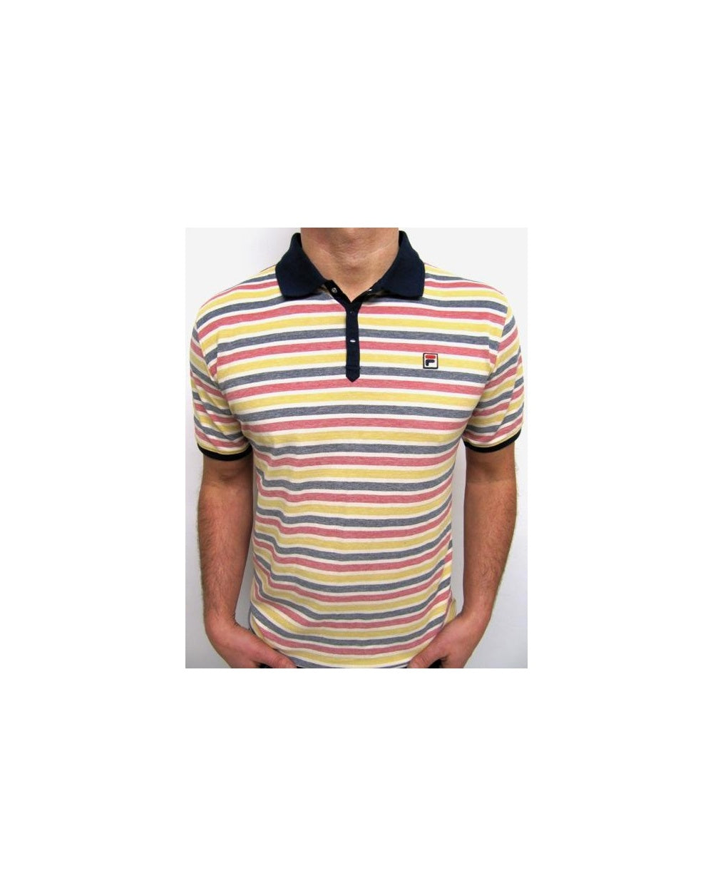 Fila Vintage Paradocks Striped Polo Shirt Navy/Yellow/Red