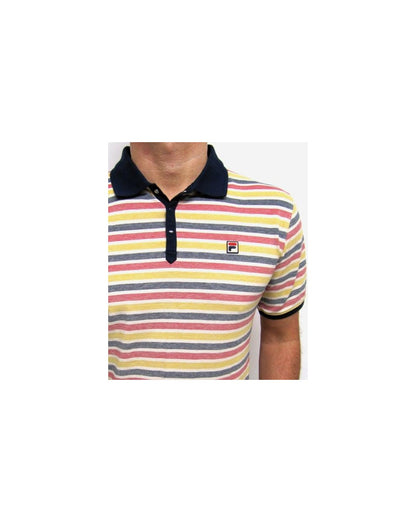 Fila Vintage Paradocks Gestreiftes Poloshirt Marineblau/Gelb/Rot