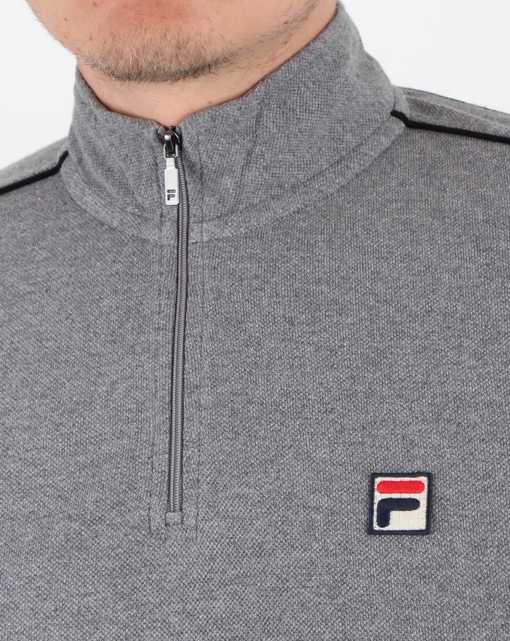 Fila Vintage Parrini Rollkragenpullover mit Viertelreißverschluss, Grau