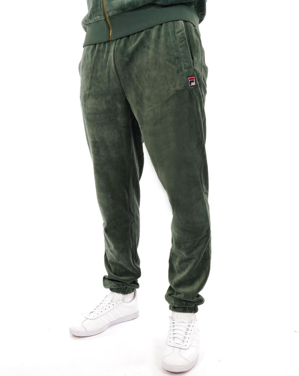 Fila Vintage Premium Velour Track Pants Dark Forest