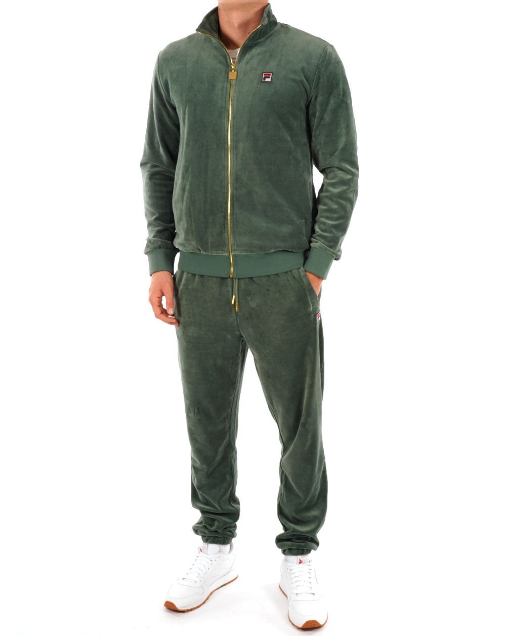 Fila Vintage Premium Velour Track Pants Dark Forest