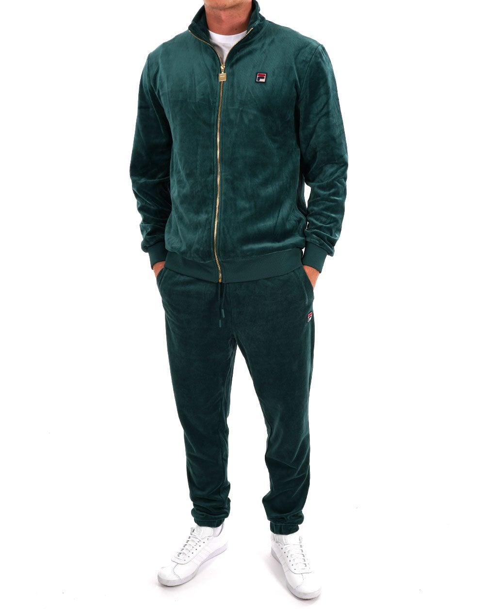Fila Vintage Premium Velour Track Pants Dk Green
