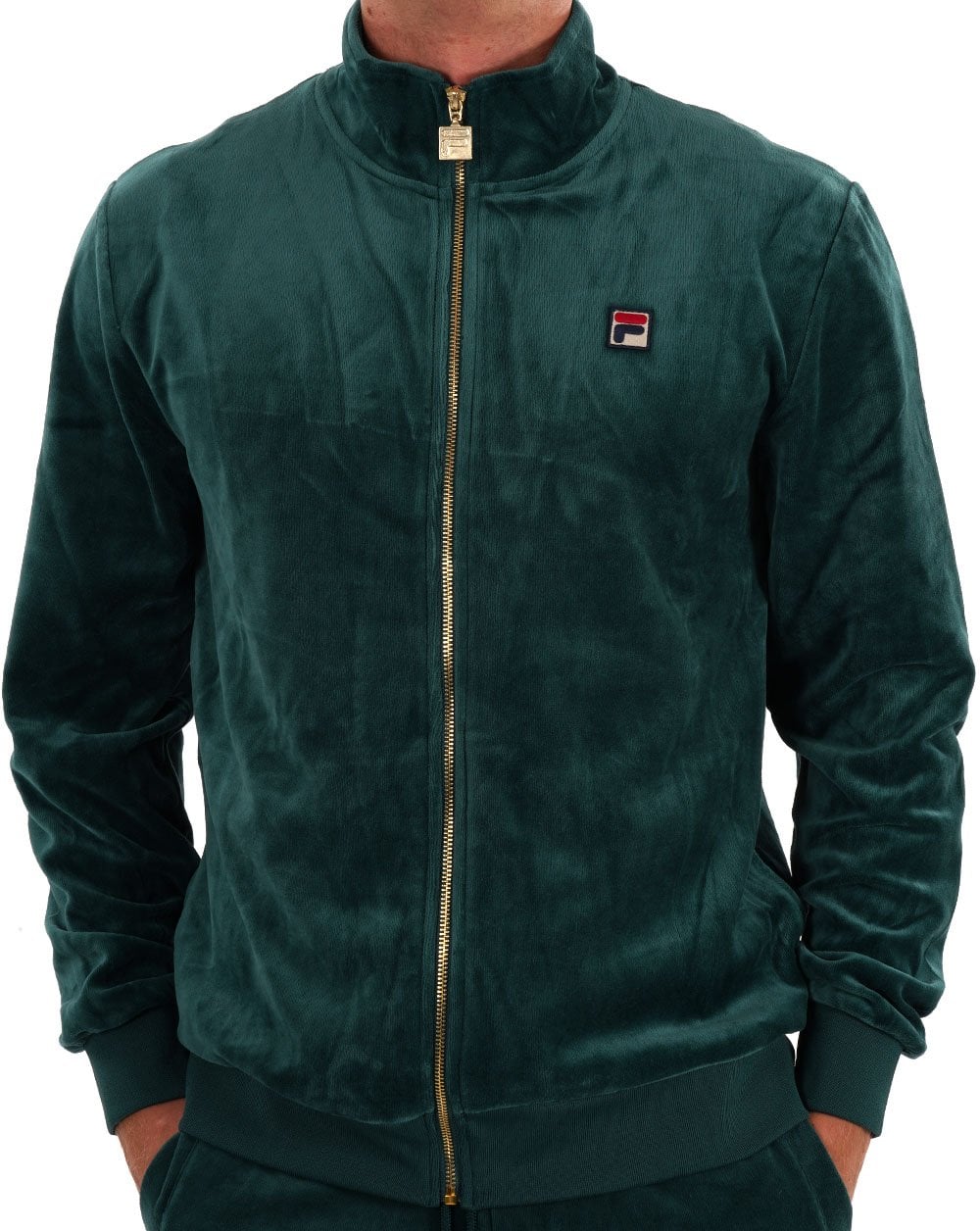 Fila Vintage Premium Velours Trainingsjacke Dunkelgrün