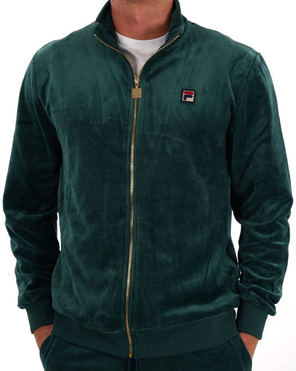 Fila Vintage Premium Velours Trainingsjacke Dunkelgrün