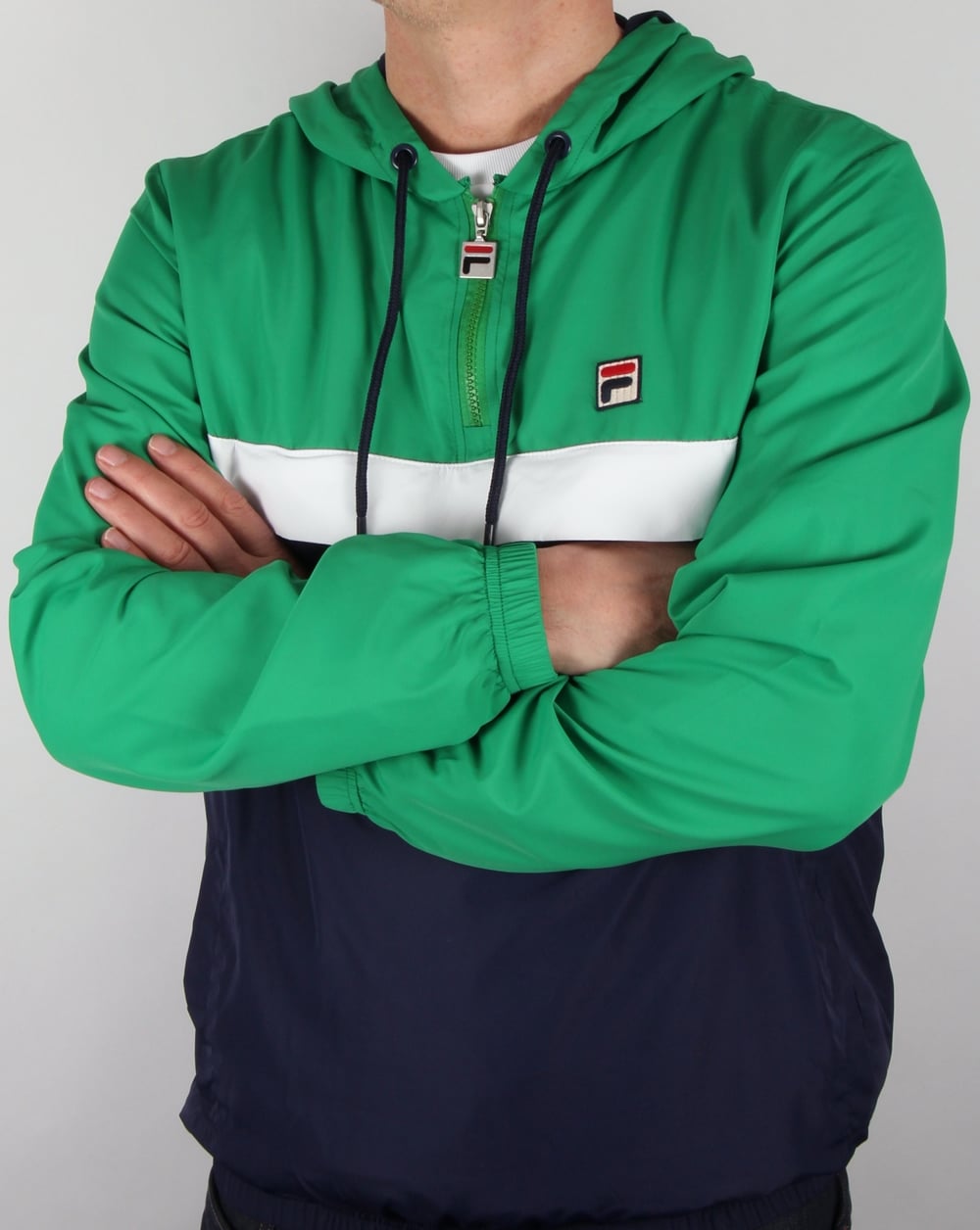 Fila Vintage Qtr Zip Overhead Jacket Navy Green