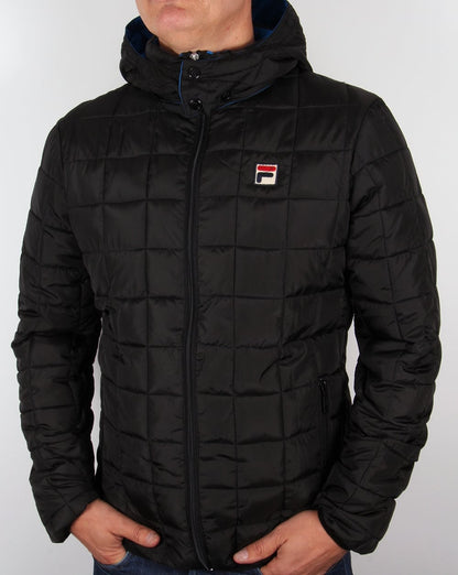 Fila Vintage Steppjacke mit Kapuze Schwarz