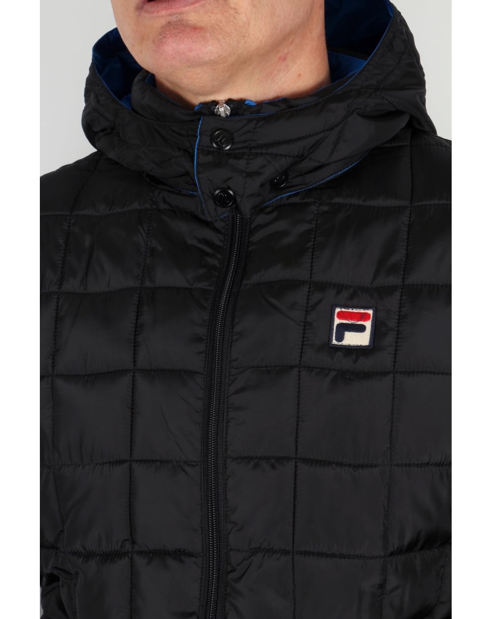 Fila Vintage Steppjacke mit Kapuze Schwarz