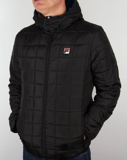 Fila Vintage Steppjacke mit Kapuze Schwarz