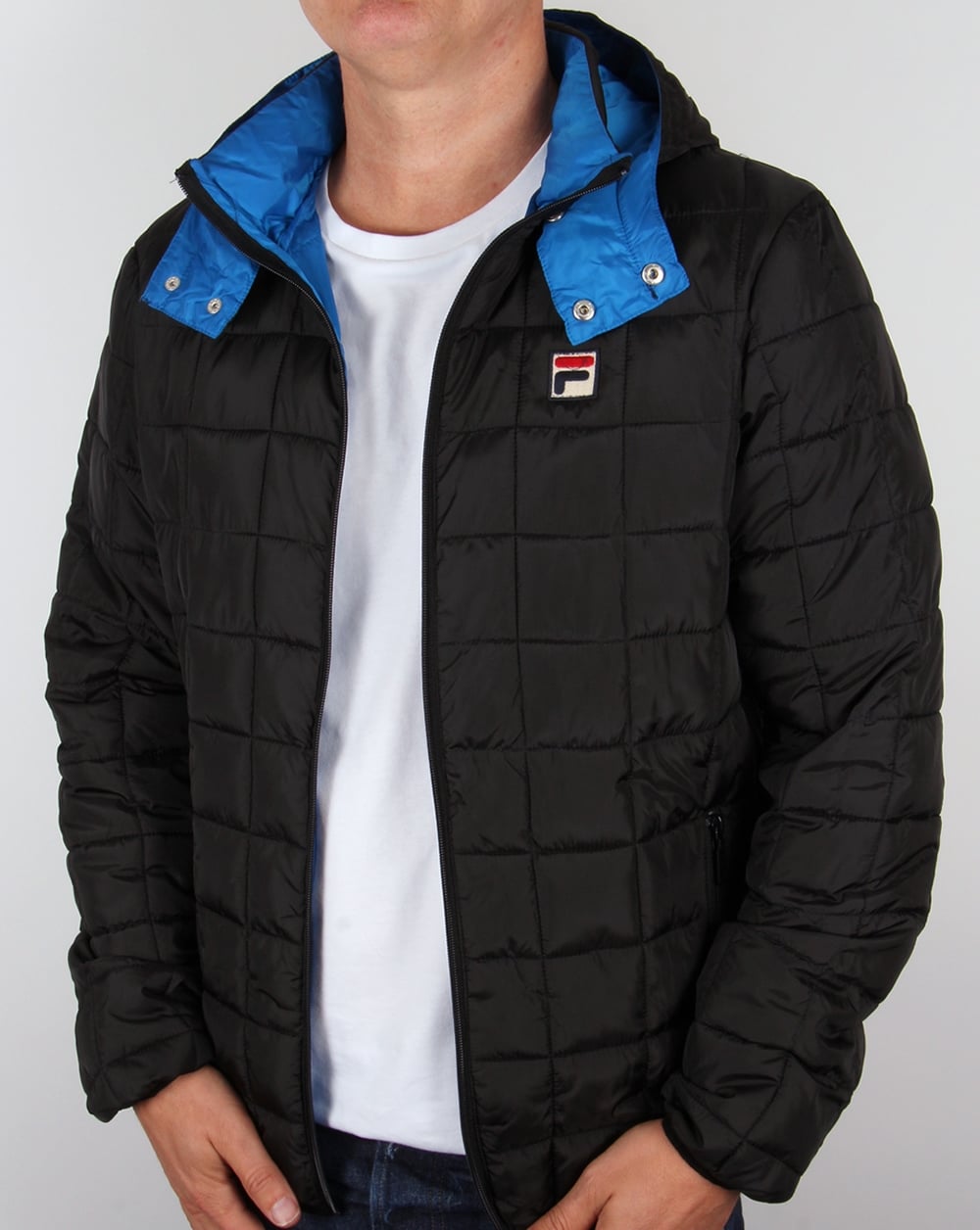 Fila Vintage Quilted Hooded Jacket Black
