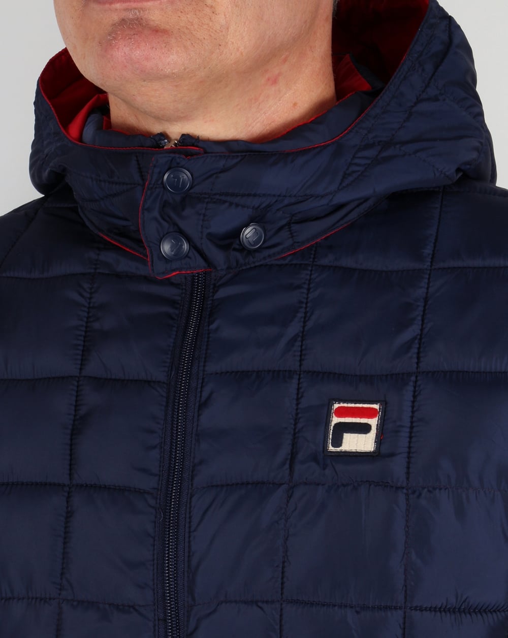 Fila Vintage Steppjacke mit Kapuze, Marineblau