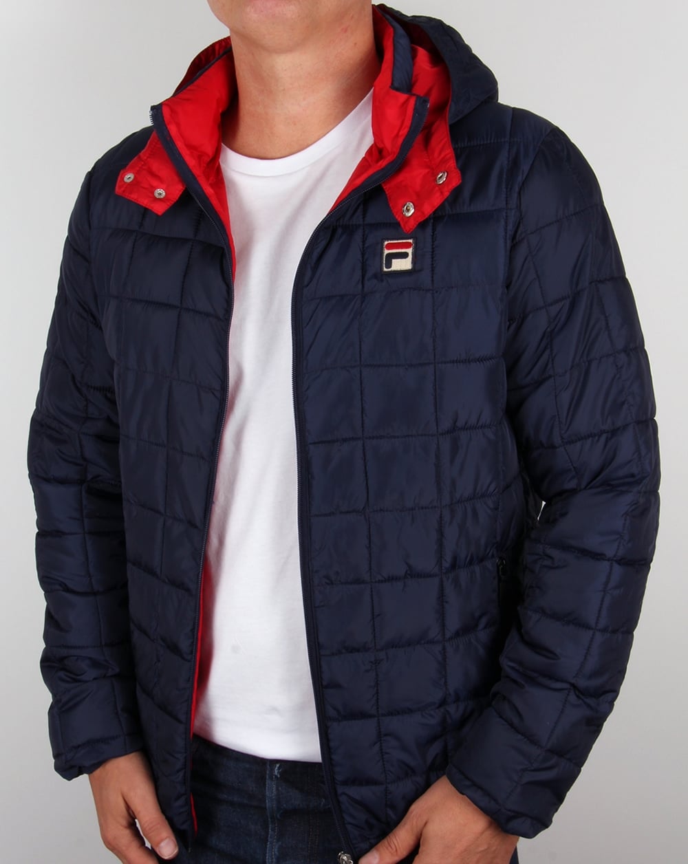 Fila Vintage Steppjacke mit Kapuze, Marineblau