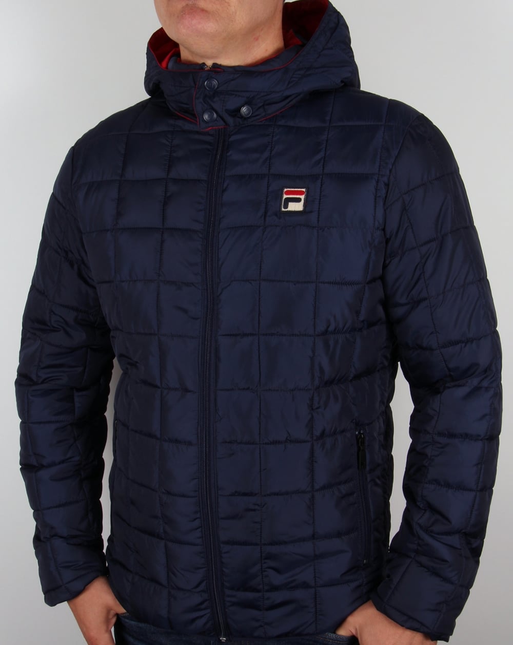 Fila Vintage Steppjacke mit Kapuze, Marineblau