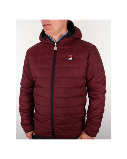 Fila Vintage Wendbare Pufferjacke Schwarz/Dunkelwein
