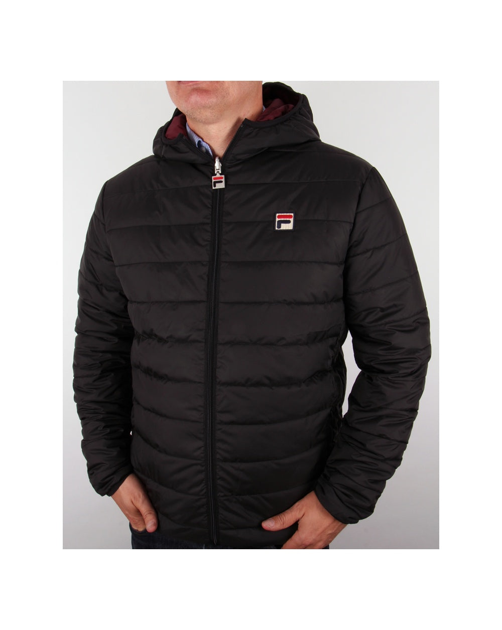 Fila Vintage Reversible Puffer Jacket Black/deep Wine