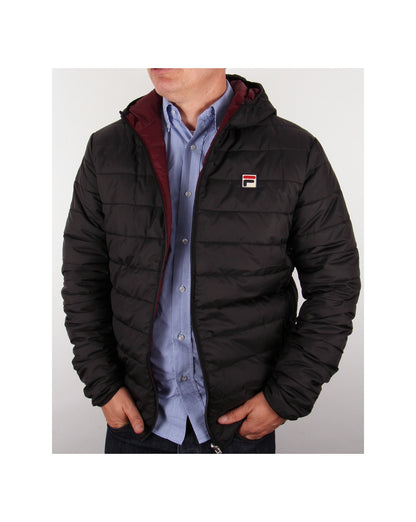 Fila Vintage Wendbare Pufferjacke Schwarz/Dunkelwein