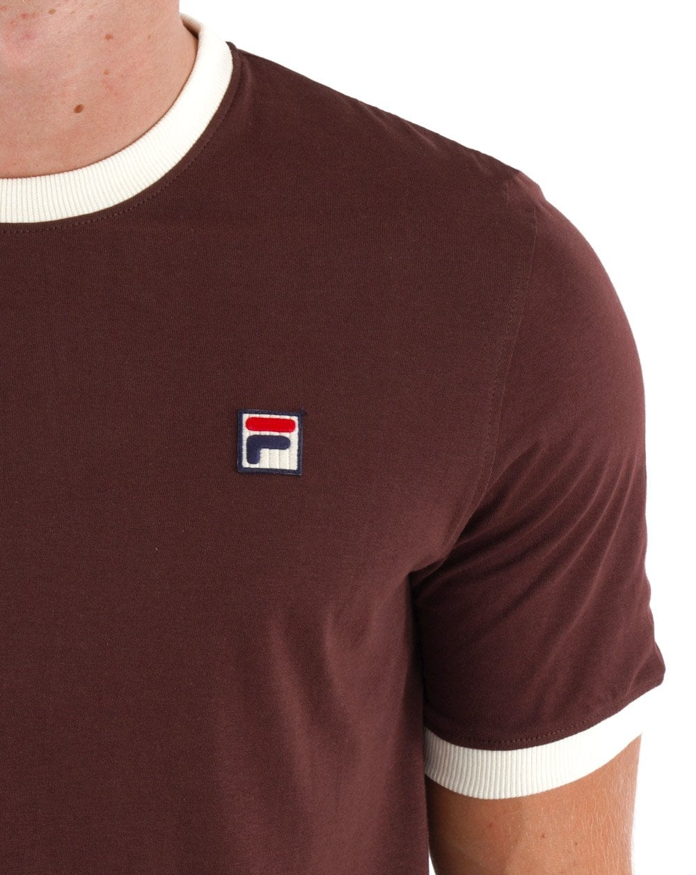 Fila Vintage Ringer T Shirt Brown/Off White