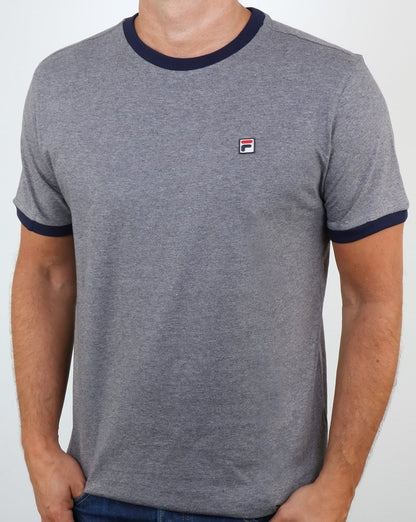Fila – Vintage Ringer-T-Shirt in Grau mit Twist