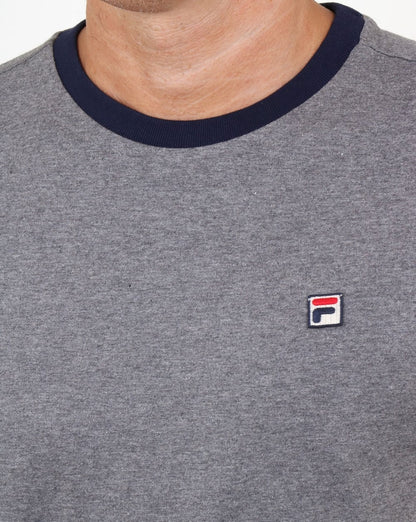 Fila – Vintage Ringer-T-Shirt in Grau mit Twist