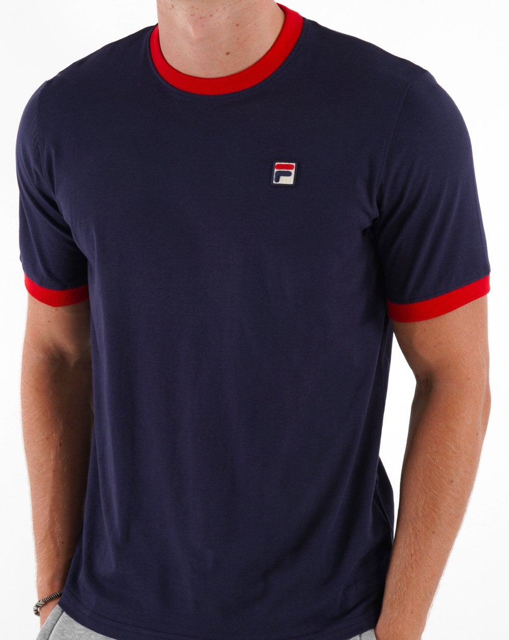 Fila Vintage Ringer T-Shirt Marineblau/Rot