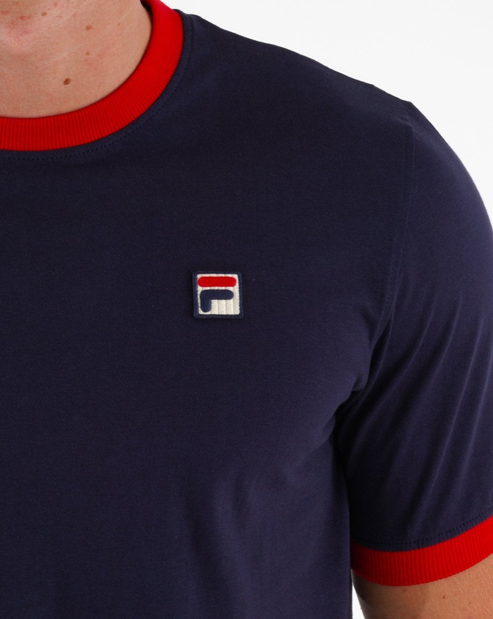 Fila Vintage Ringer T Shirt Navy/Red