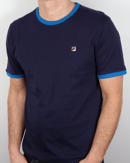Fila Vintage Ringer T-Shirt Marineblau/Royalblau