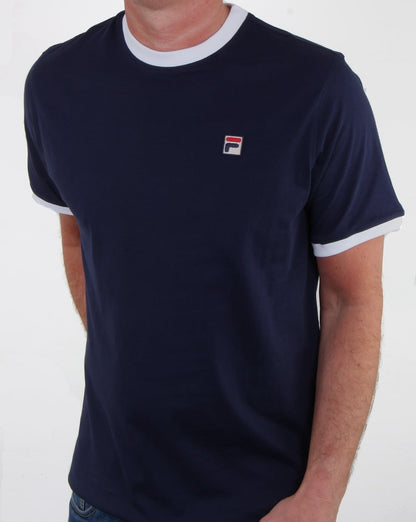 Fila Vintage Ringer T-Shirt Marineblau
