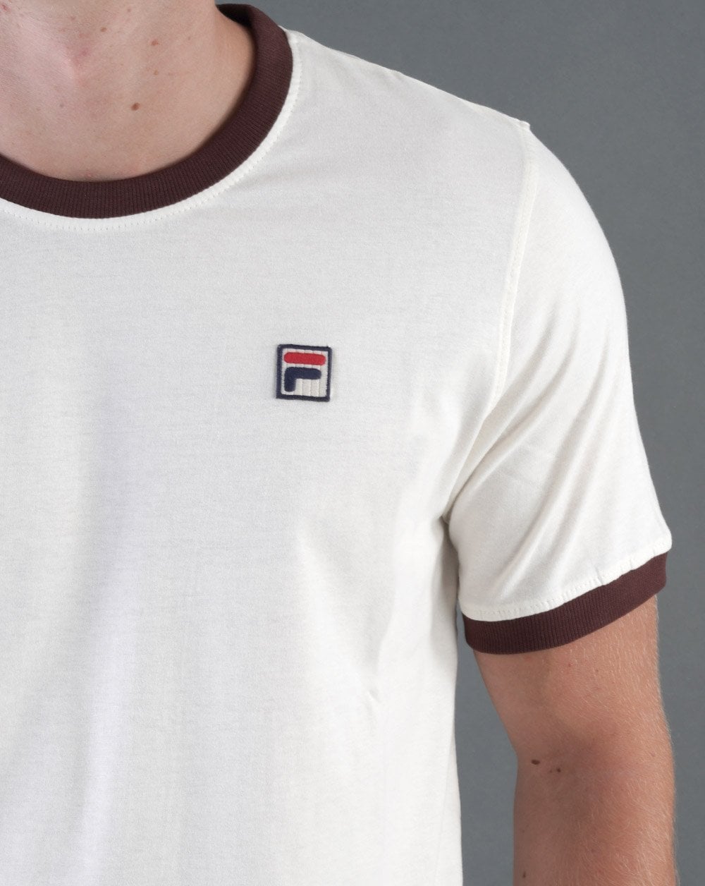 Fila Vintage Ringer T-Shirt Off White/Braun