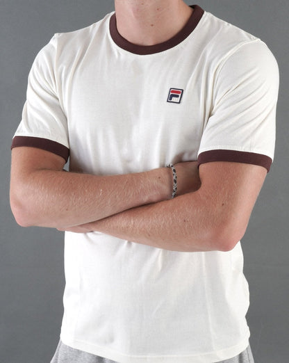 Fila Vintage Ringer T-Shirt Off White/Braun