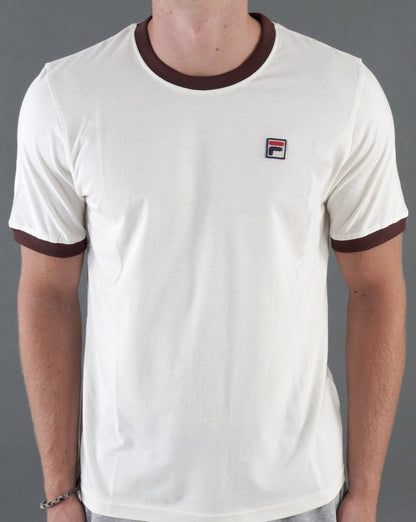 Fila Vintage Ringer T-Shirt Off White/Braun