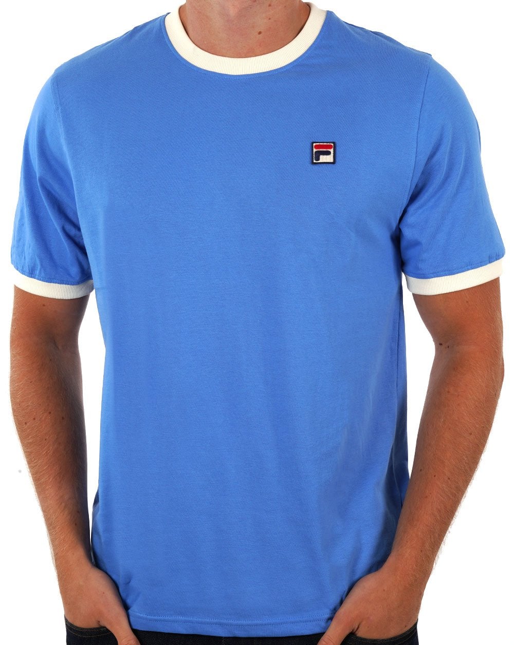 Fila Vintage Ringer T Shirt Regatta Blue/Gardenia
