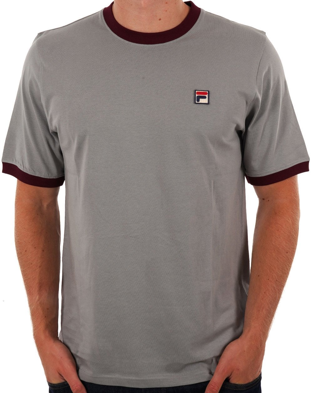 Fila Vintage Ringer T-Shirt Haifischhaut / Wein